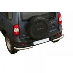 Защита заднего бампера угловая «Уголки» B@3 2123 "Chevrolet Niv@" RS (d 63.5), цельная, нержавеющая сталь